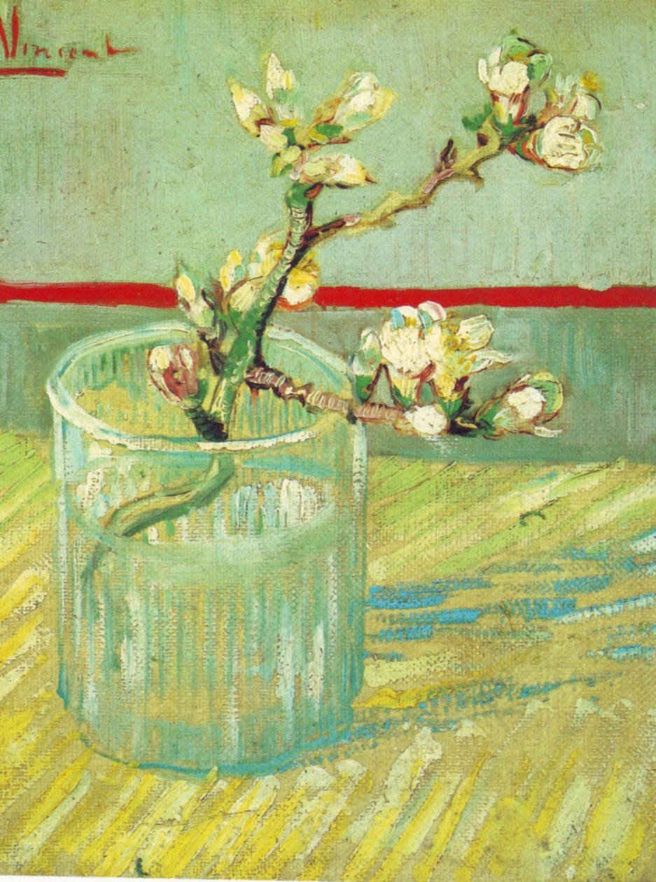 Blühender Mandelzweig in einem Glas von Vincent van Gogh