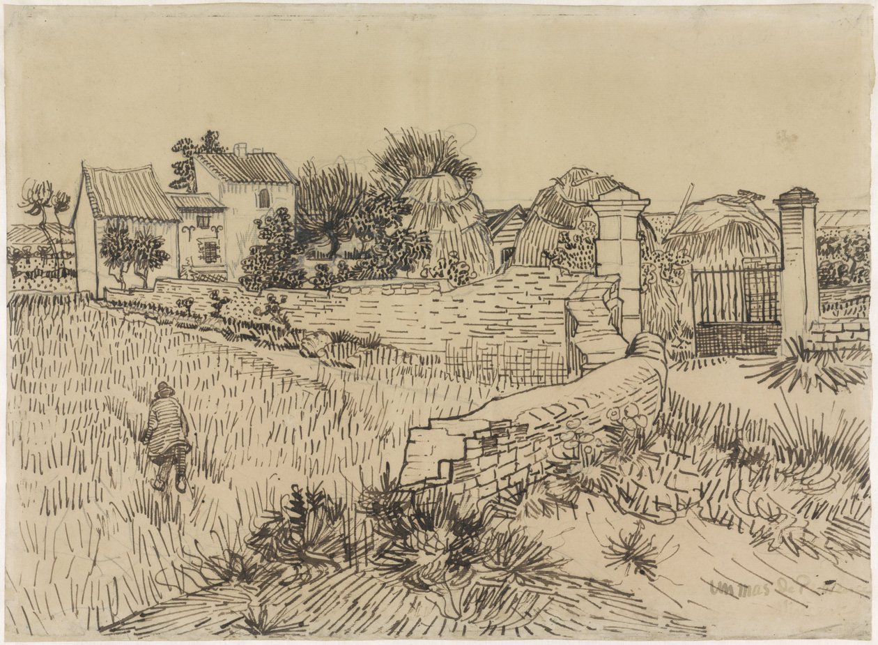 Bauernhof in der Provence, ca. 1888 (Feder auf Papier) von Vincent van Gogh