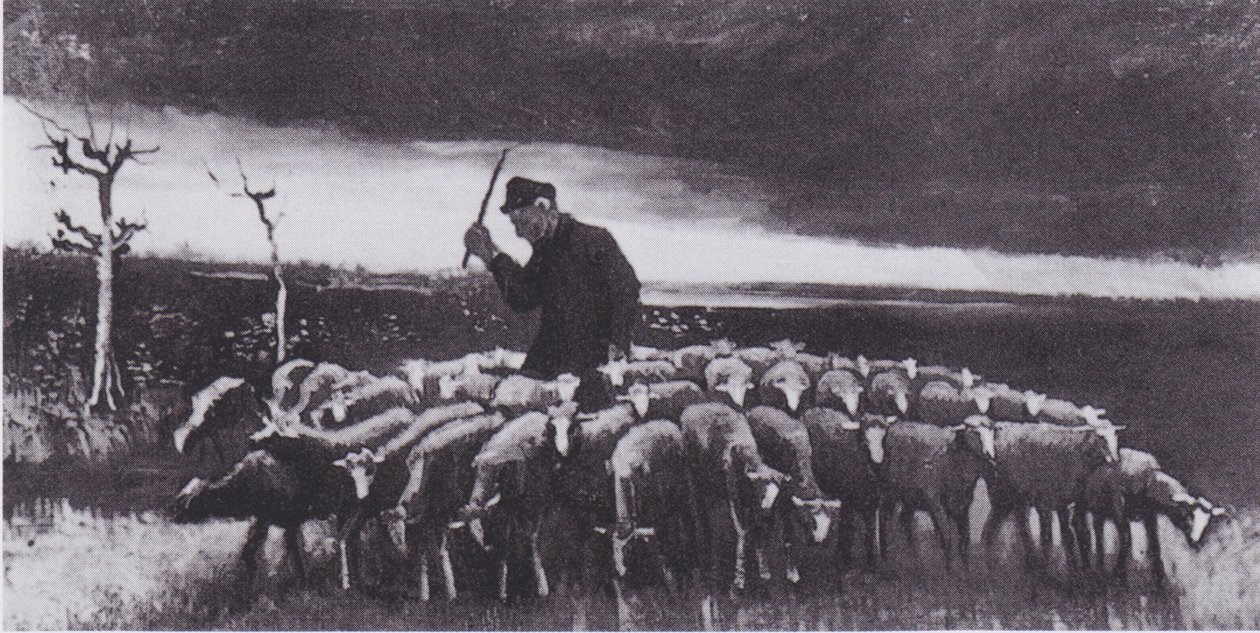 Hirte mit Schafsherde (Nach dem Gewitter) von Vincent van Gogh