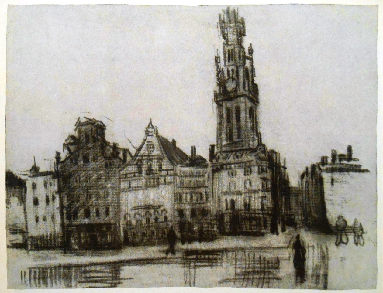 Alte Häuser mit dem Turm der Kathedrale von Vincent van Gogh