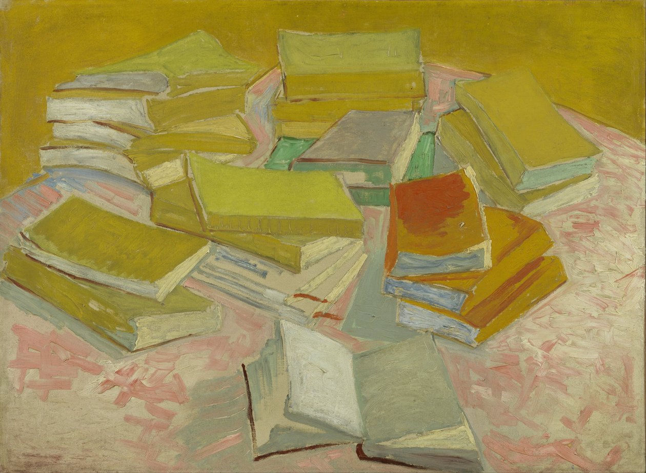 Stapel französischer Romane von Vincent van Gogh
