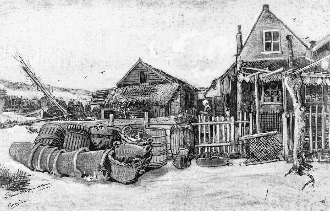 Die Fisch-Trockenhalle in Scheveningen, ca. 1882 von Vincent van Gogh