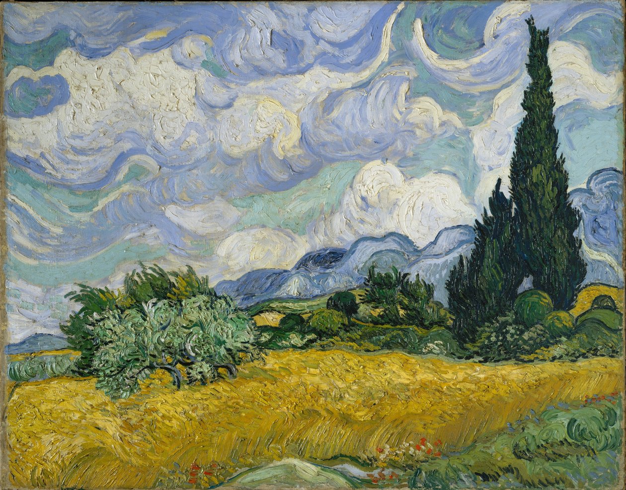 Weizenfeld mit Zypressen von Vincent van Gogh