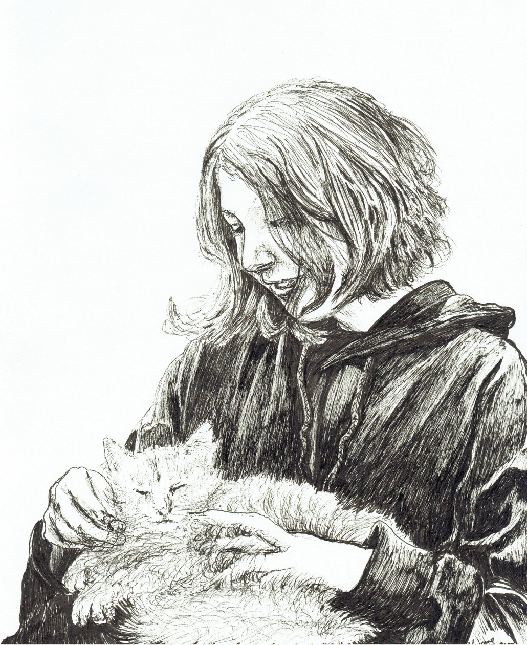 Mädchen und Katze, 2022 von Vincent Alexander Booth