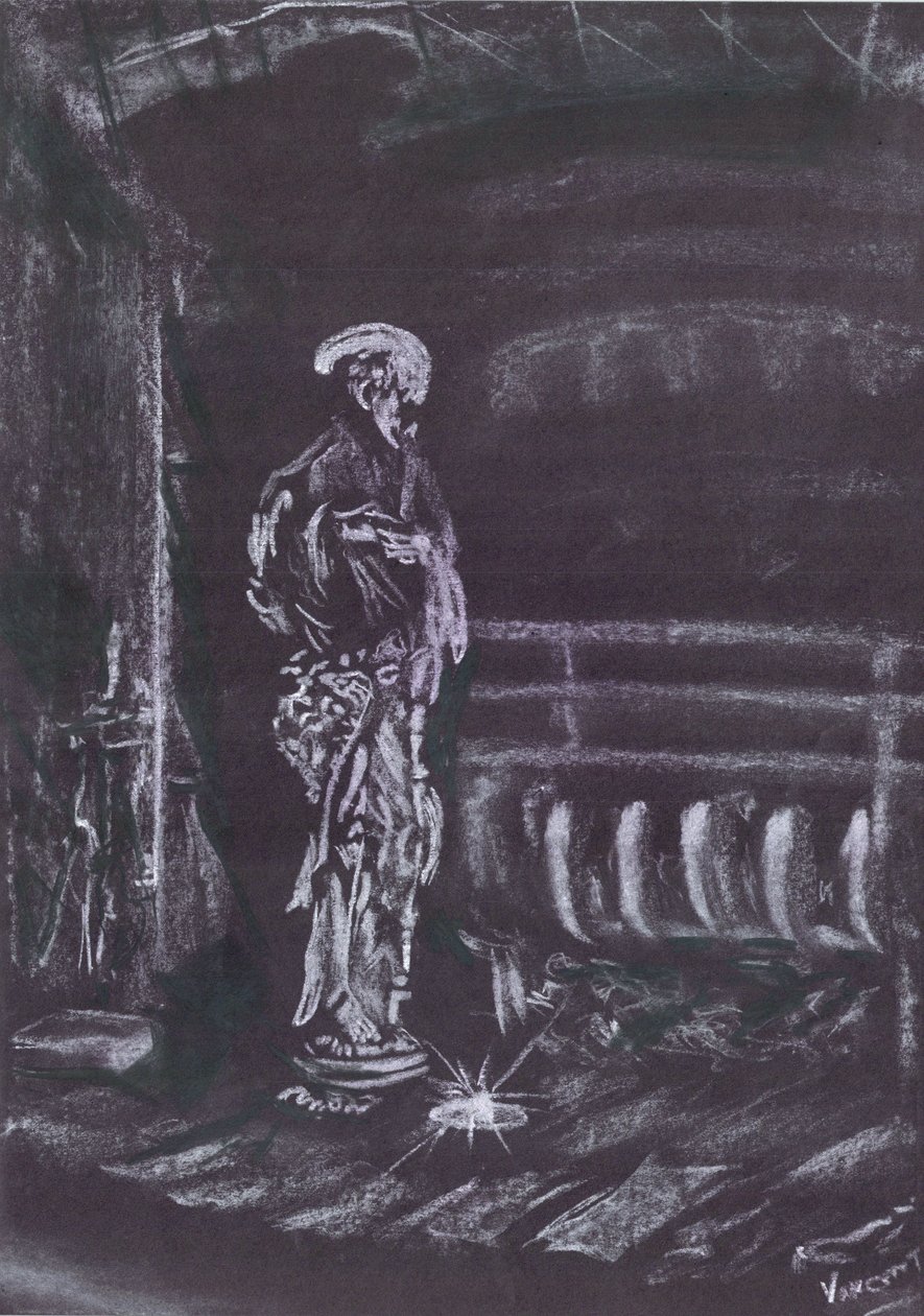Statue am Kamin im Kerzenlicht von Vincent Alexander Booth