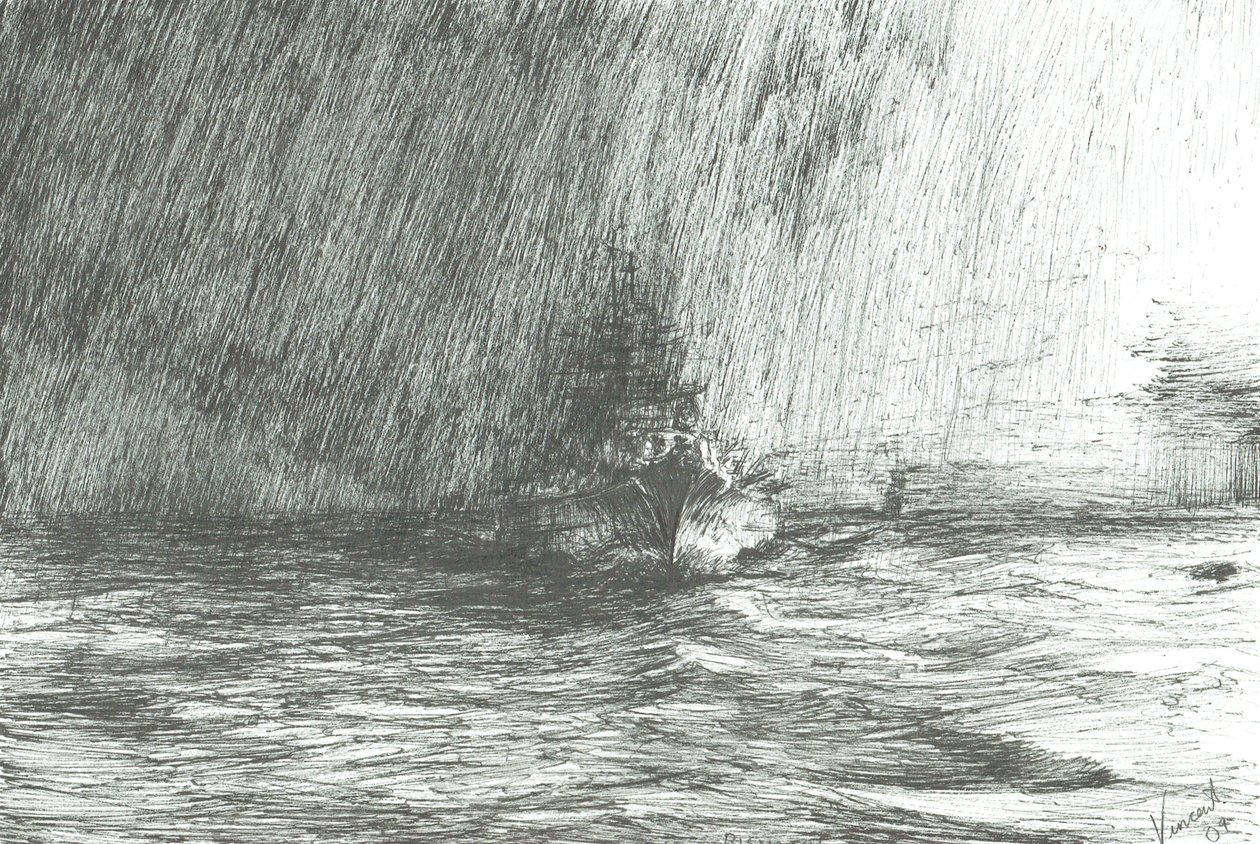 Tirpitz in arktischen Gewässern 1943, 2009 von Vincent Alexander Booth