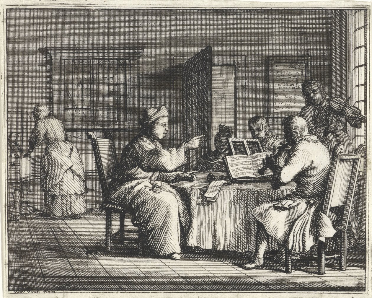 Musiklehrer mit Schülern von Vincent Laurensz. van der Vinne (II)