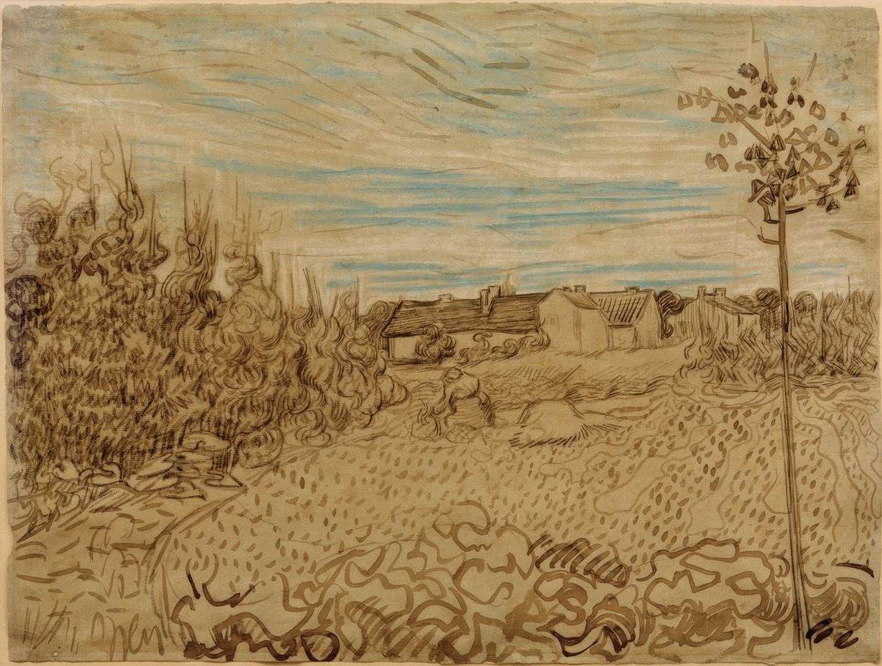 Bauernhaus in einem Feld von Vincent van Gogh