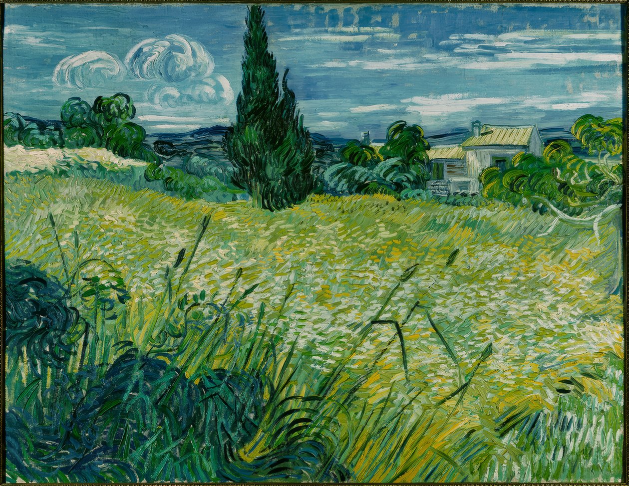 Grünes Weizenfeld mit Zypresse von Vincent van Gogh