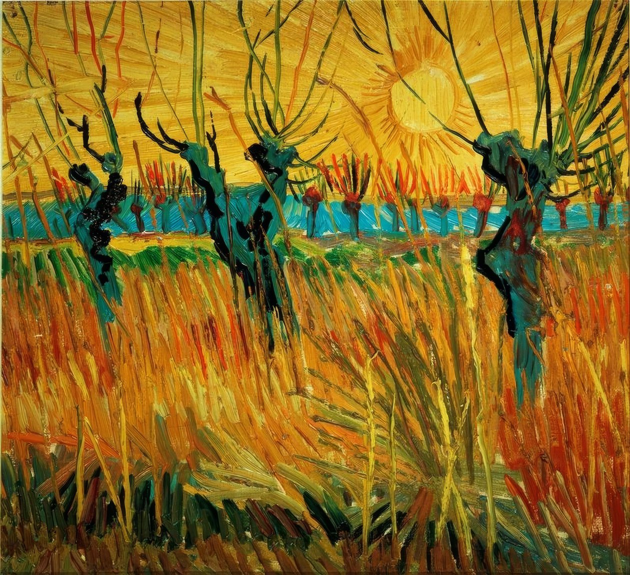 Weiden bei Sonnenuntergang von Vincent van Gogh