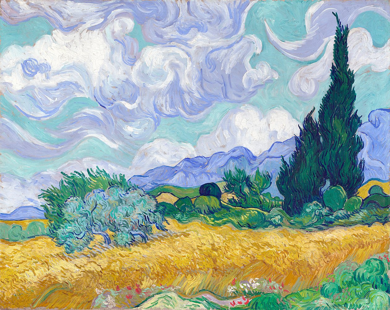Weizenfeld mit Zypressen von Vincent van Gogh