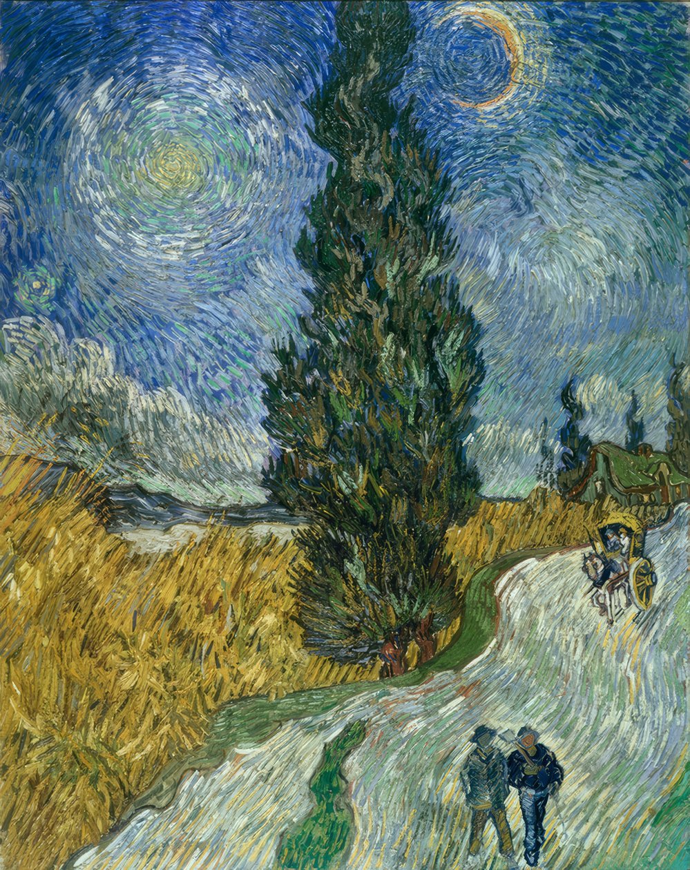 Zypressenweg unter dem Sternenhimmel von Vincent van Gogh