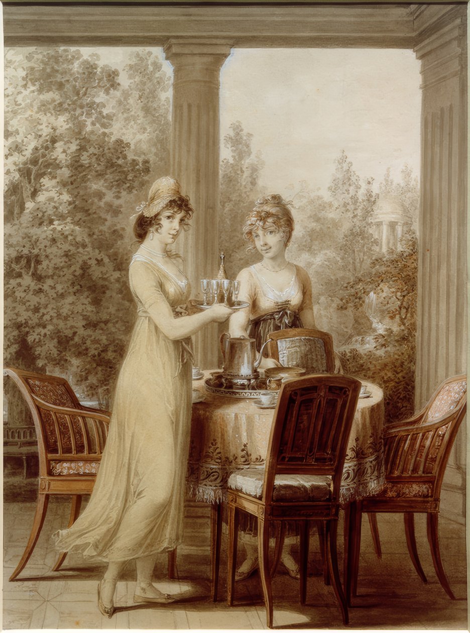 Zwei Damen im Pavillon von Vincenz Georg Kininger
