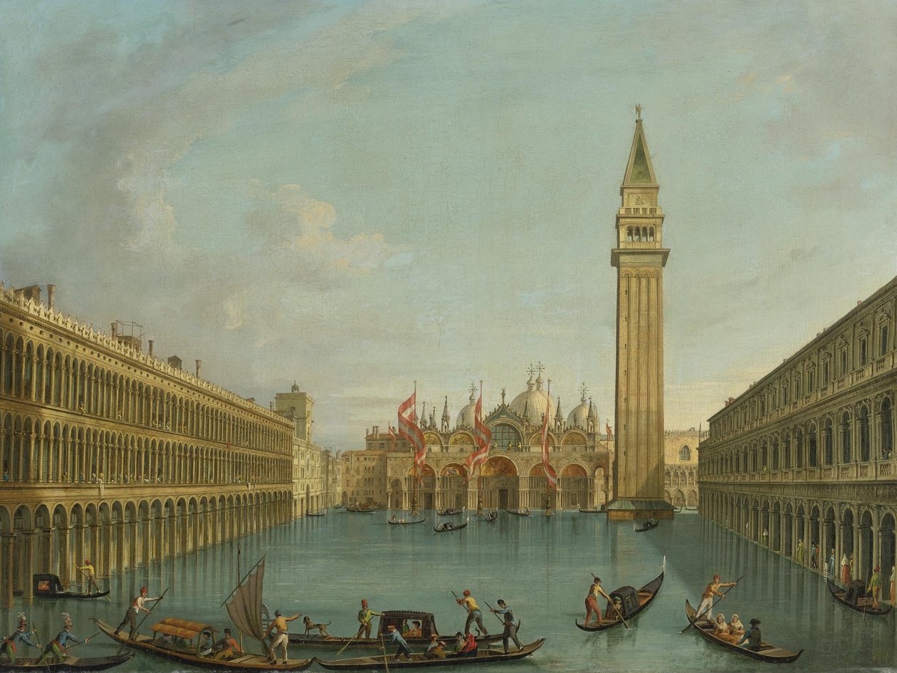 Ansicht des überfluteten Piazza San Marco von Vincenzo Chilone