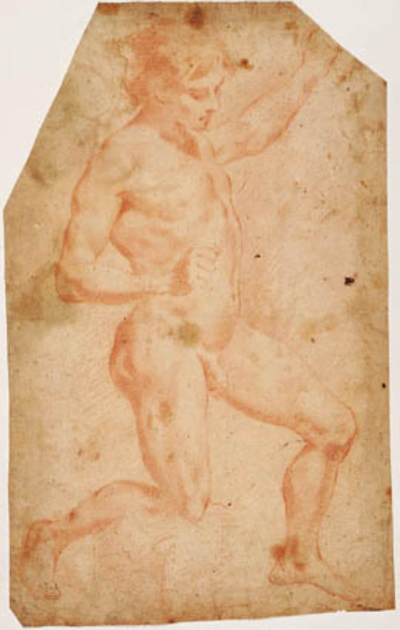 Junger männlicher Akt, nach rechts kniend von Vincenzo Dandini