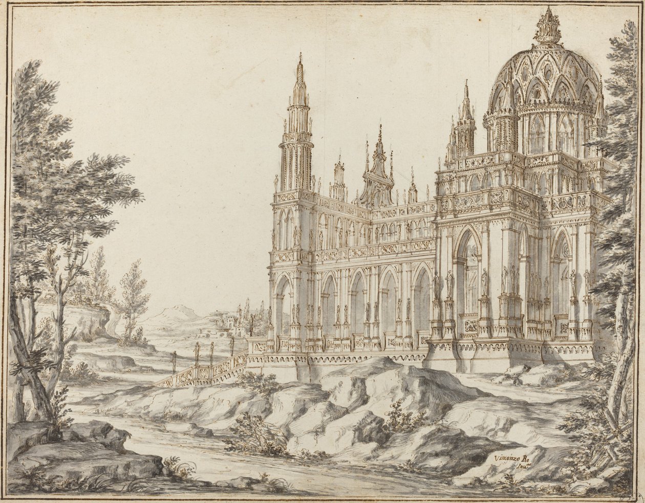 Kathedrale in einer Landschaft von Vincenzo dal Re