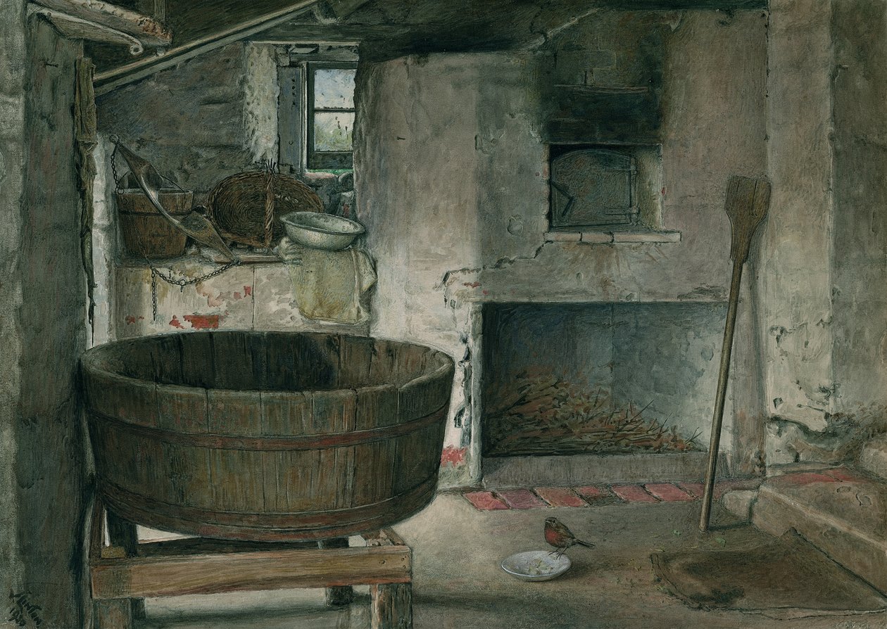 Hütteninnenraum mit Rotkehlchen, 1930 von Violet Linton