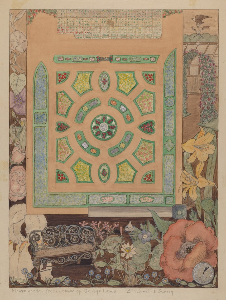 Blumengarten - Lewis Estate, ca. 1936 von Virginia Richards