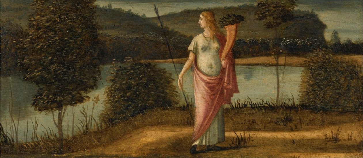 Allegorische Figur einer Frau in einer Landschaft mit Speer von Vittore Carpaccio