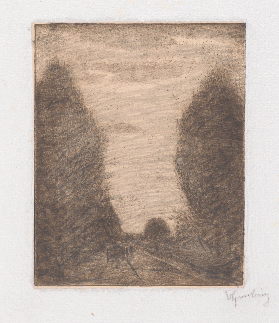 Waldlandschaft mit einem Wagen von Vittore Grubicy