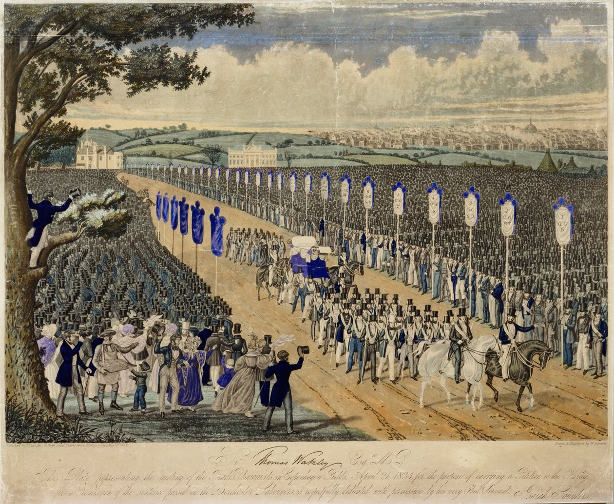 Treffen der Gewerkschafter in Copenhagen Fields, 21. April 1834 von W. Summers