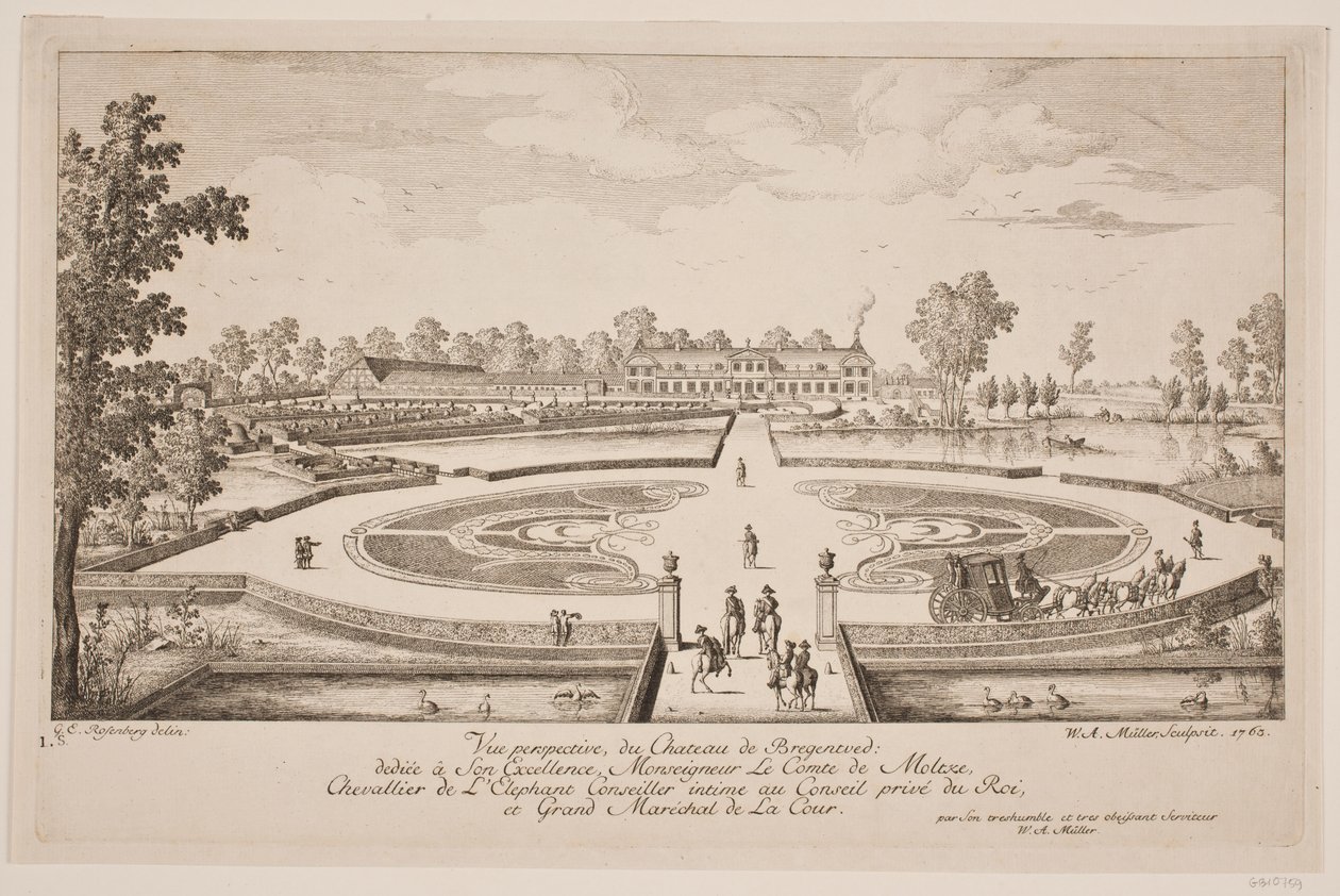 Vue perspective du Chateau de Bregentved von W.A. Müller