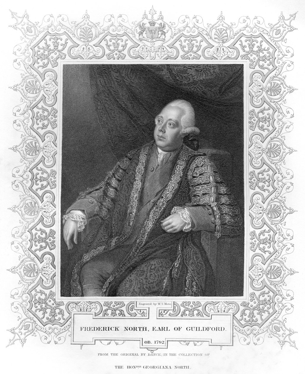 Porträt von Frederick North, Earl of Guildford von W.T. Mote
