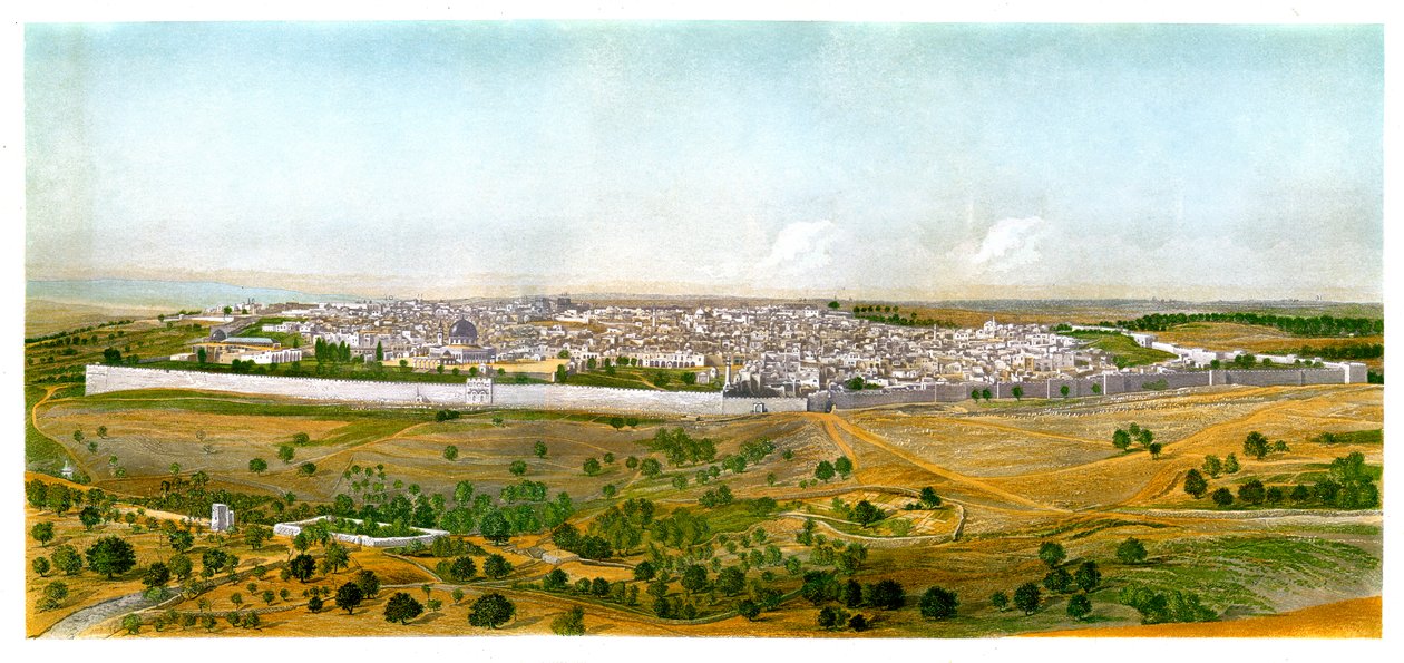 Panorama von Jerusalem, um 1870 von W. Dickens