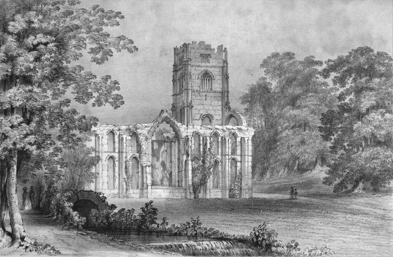 Fountains Abbey, 1840 von W Monkhouse