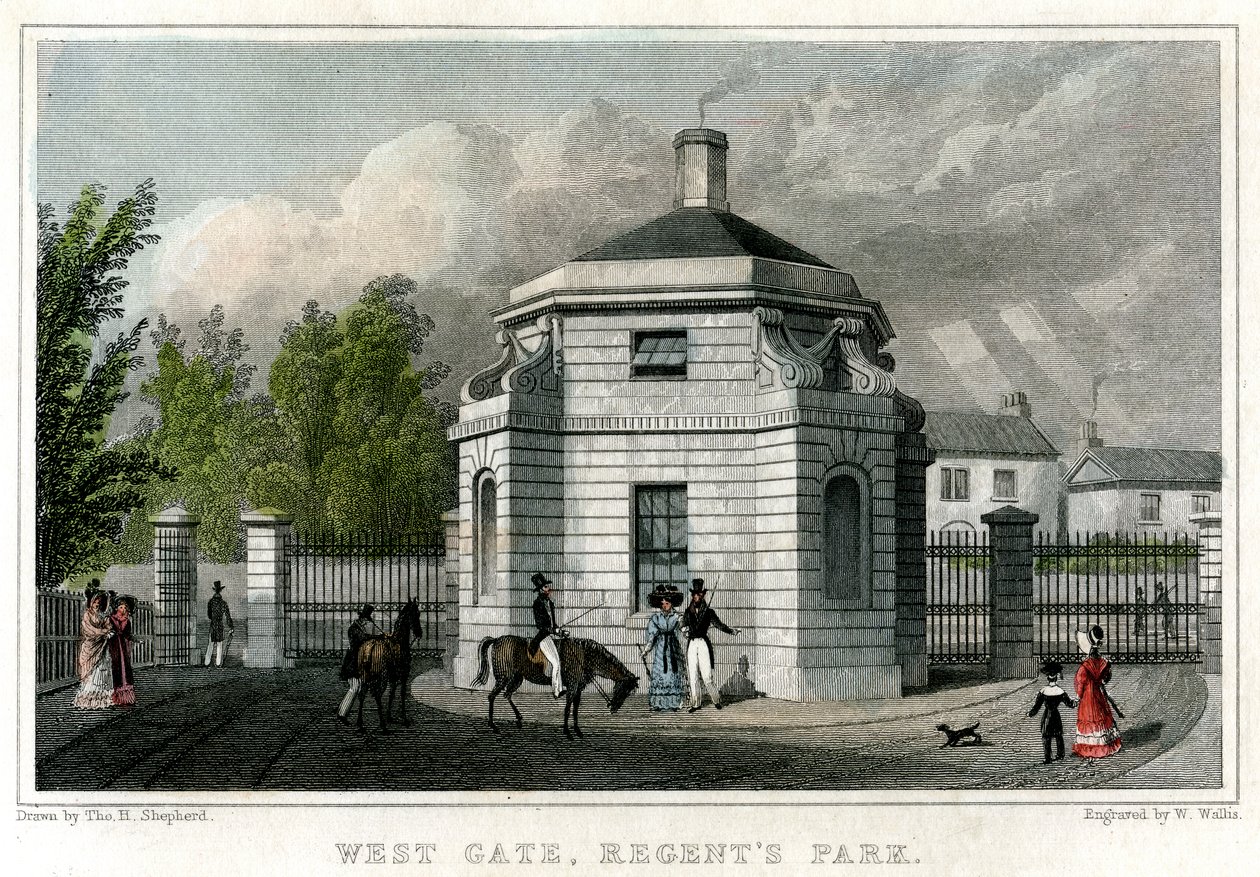Westtor, Regents Park, London, 19. Jahrhundert von W. Wallis