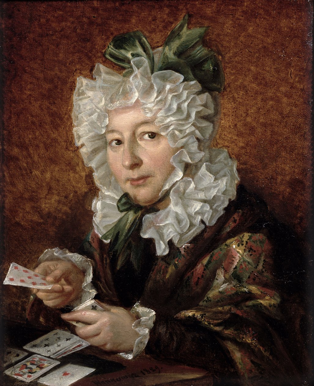 Porträt einer Frau, die Patience spielt, 1829 von Walenty Wankowicz