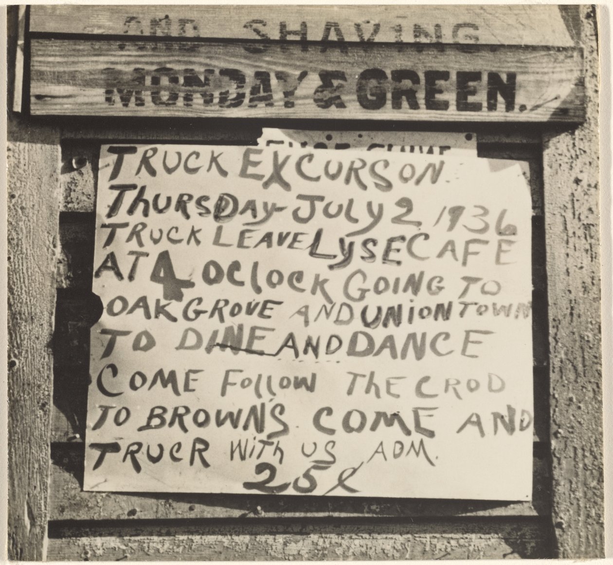 Ausflugsschild von Walker Evans