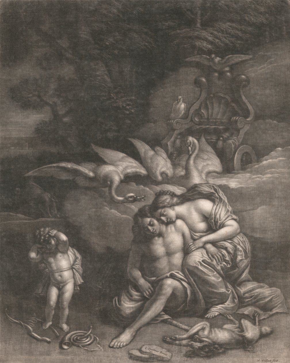 Adonis stirbt in den Armen der Venus von Wallerant Vaillant
