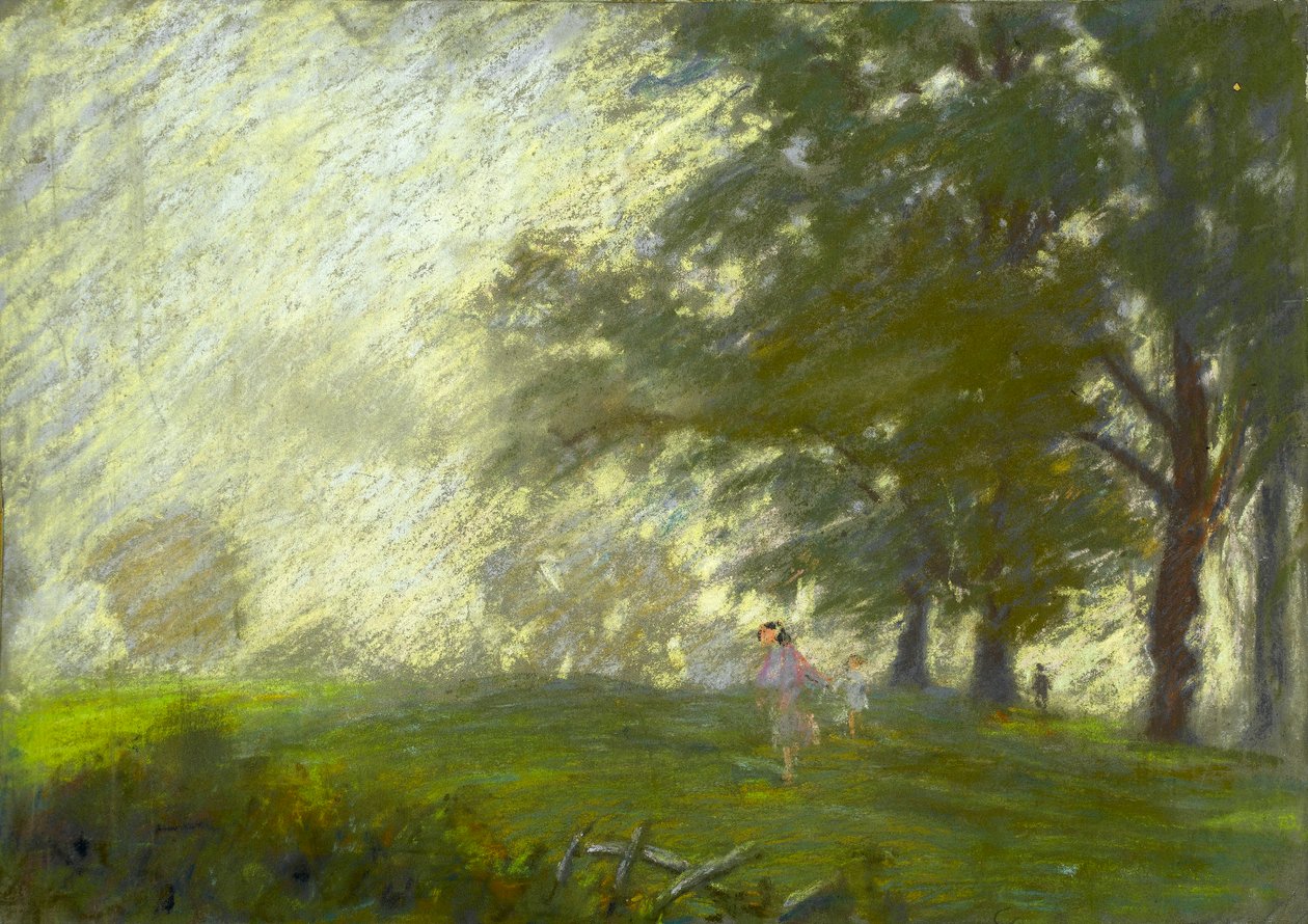Ein junges Mädchen, das in einer Lichtung Seil springt von Walter Bonner Gash