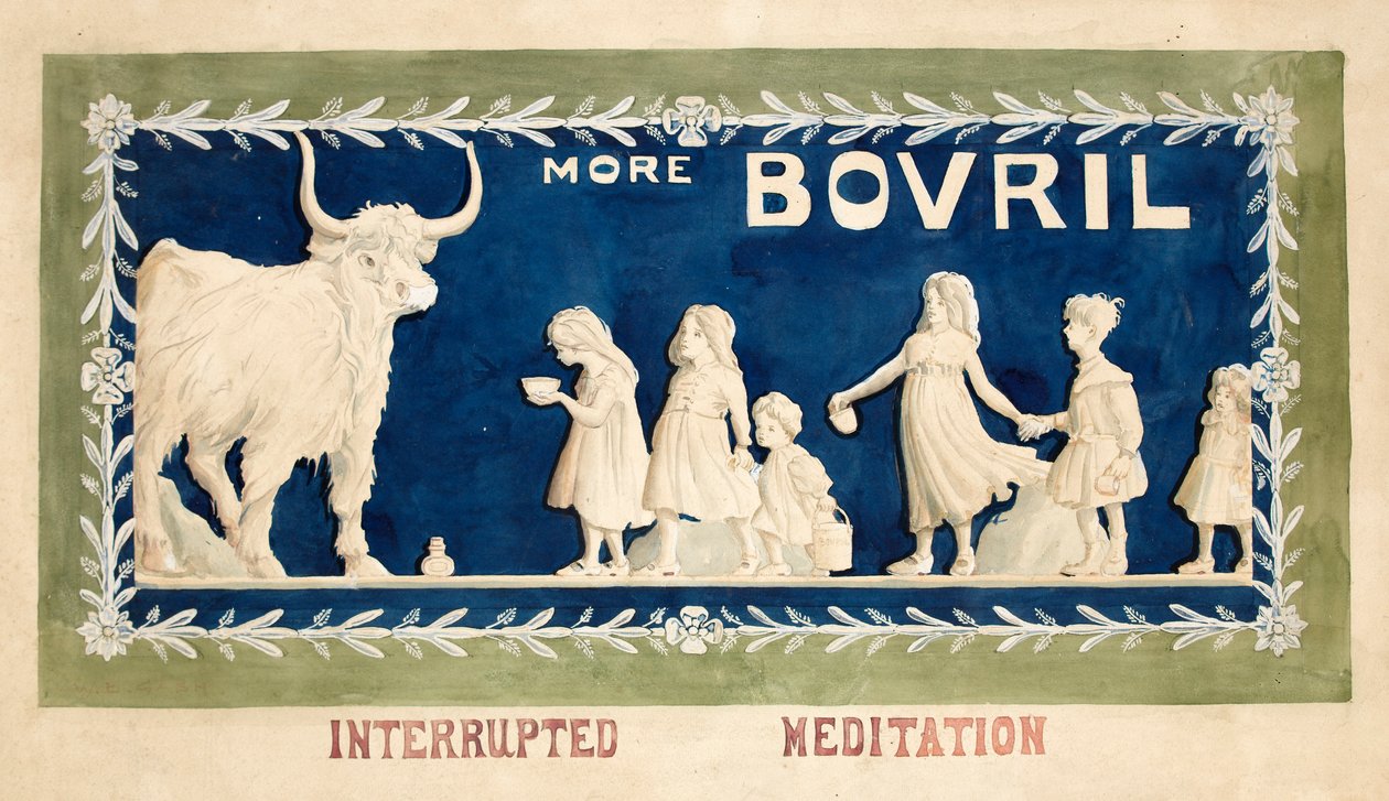 Unterbrochene Meditation, ein Entwurf für ein Bovril-Poster von Walter Bonner Gash