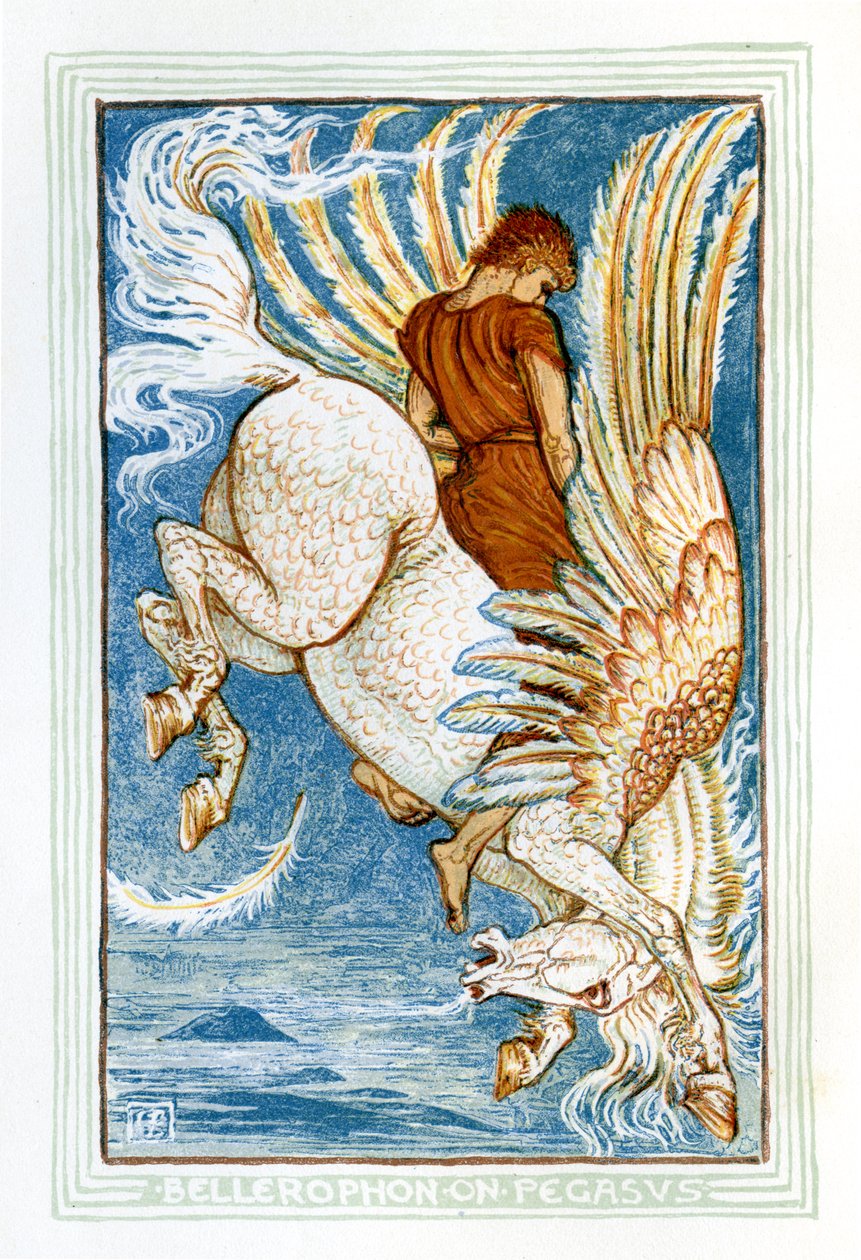 Bellerophon reitet Pegasus von Walter Crane
