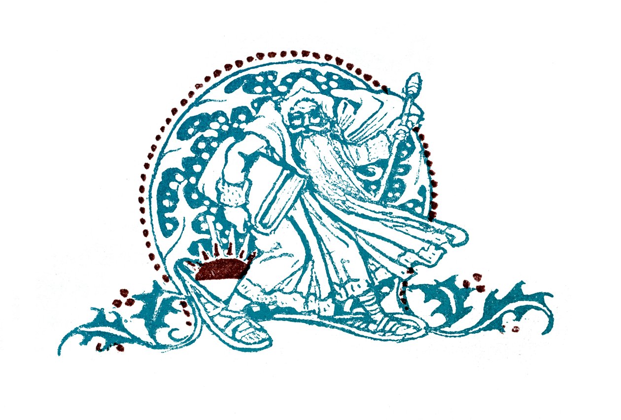 Alter Mann geht durch den Schnee von Walter Crane