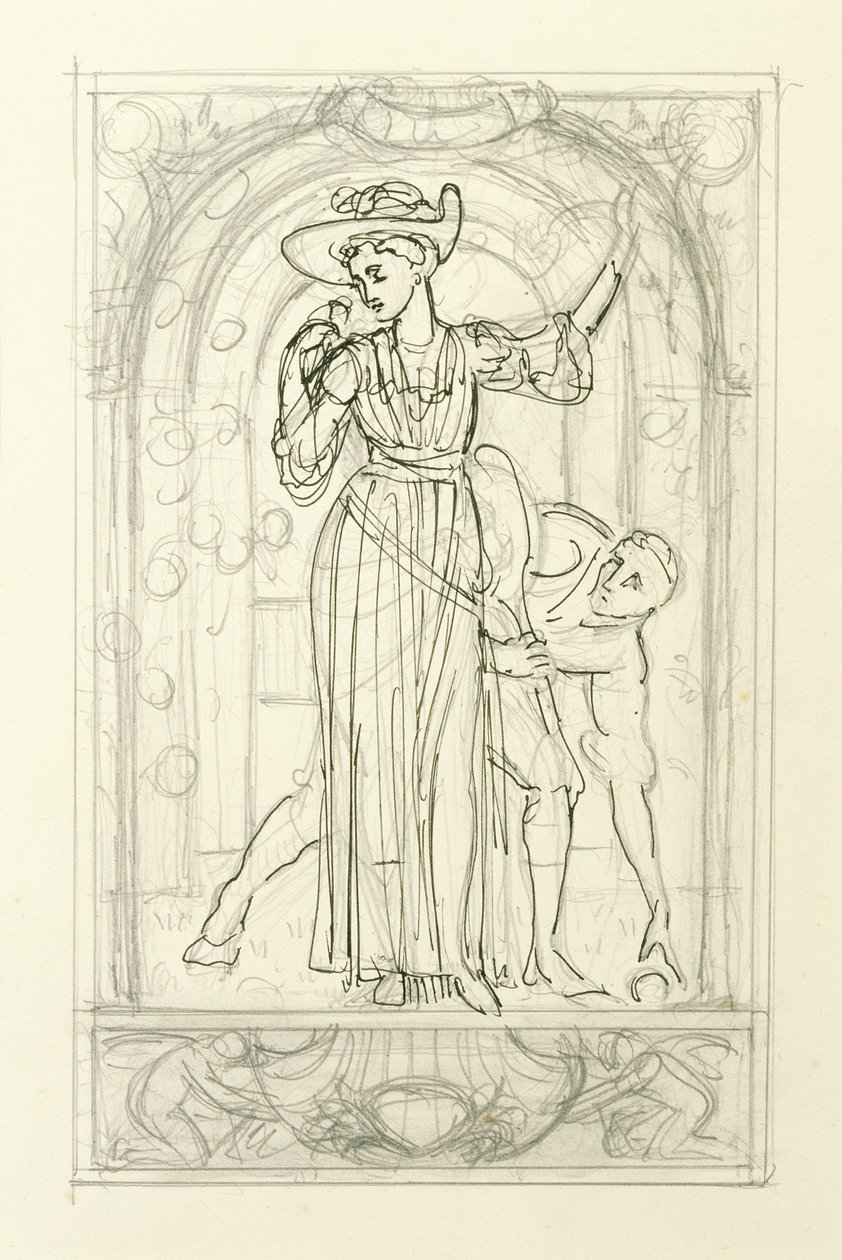 Vorbereitende Zeichnung für einen Kalender, ca. 1890 von Walter Crane