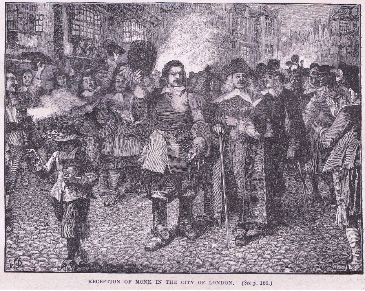 Empfang des Mönchs in der Stadt London 1659 von Walter Stanley Paget