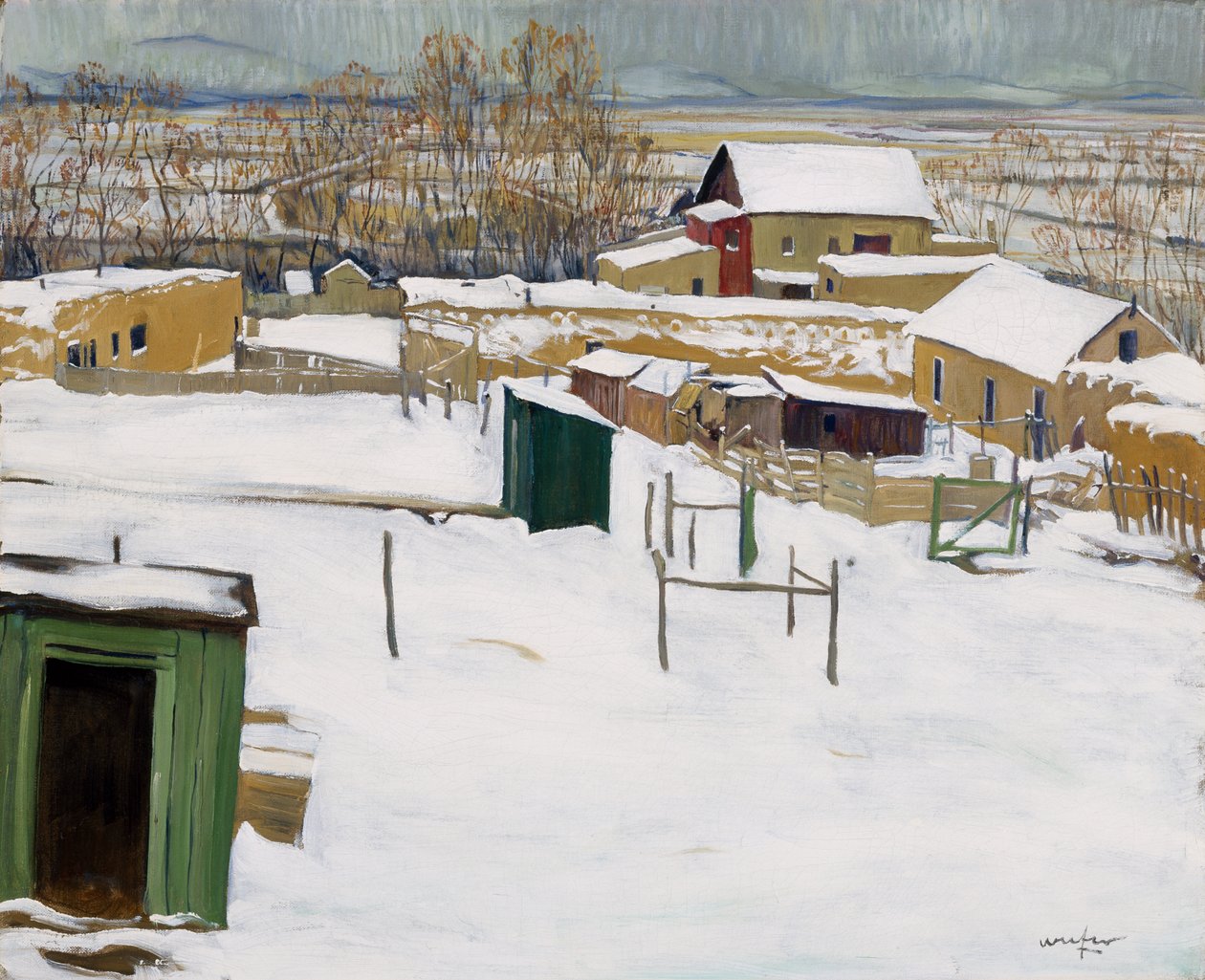 Taos im Schnee, ca. 1914-20 von Walter Ufer