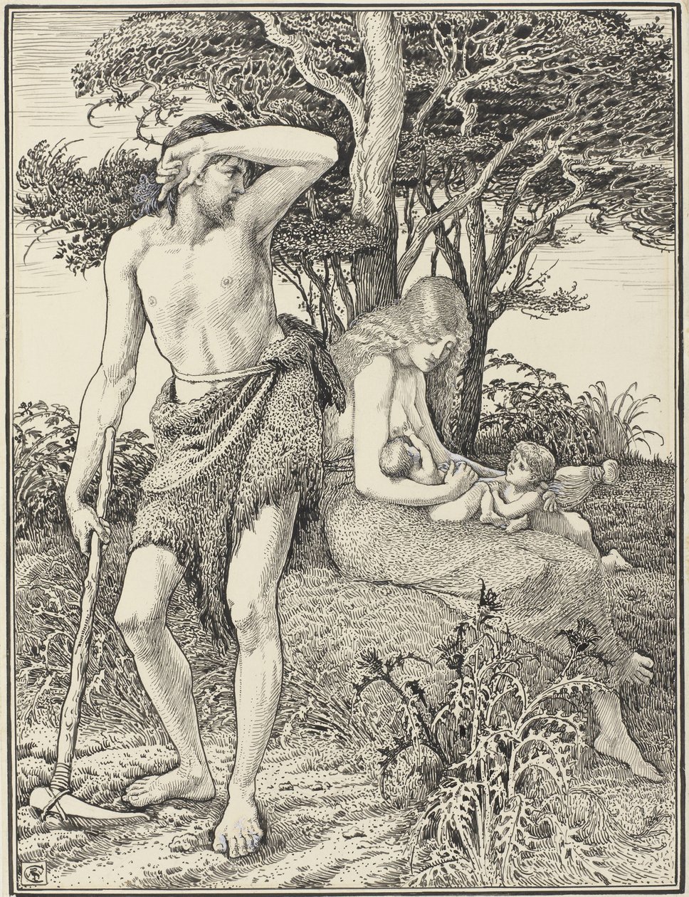 Adam und Eva von Walter Crane (signed by artist)