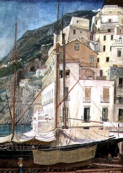 Boote in einem italienischen Hafen von Walter Crane
