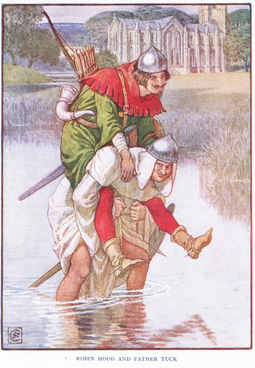 Robin Hood und Pater Tuck, ca. 1920 von Walter Crane