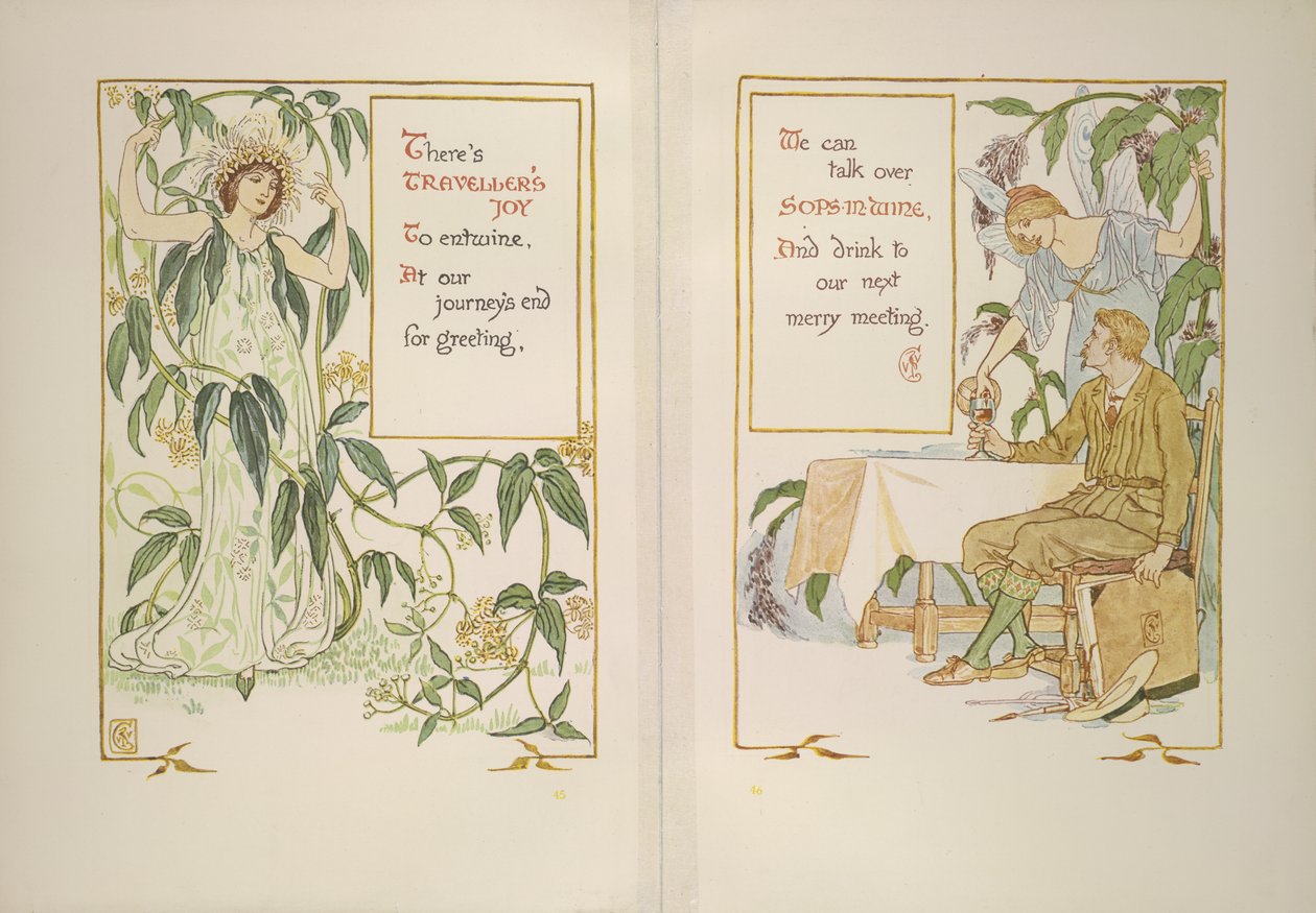 Reisende Freude und Weintränke von Walter Crane