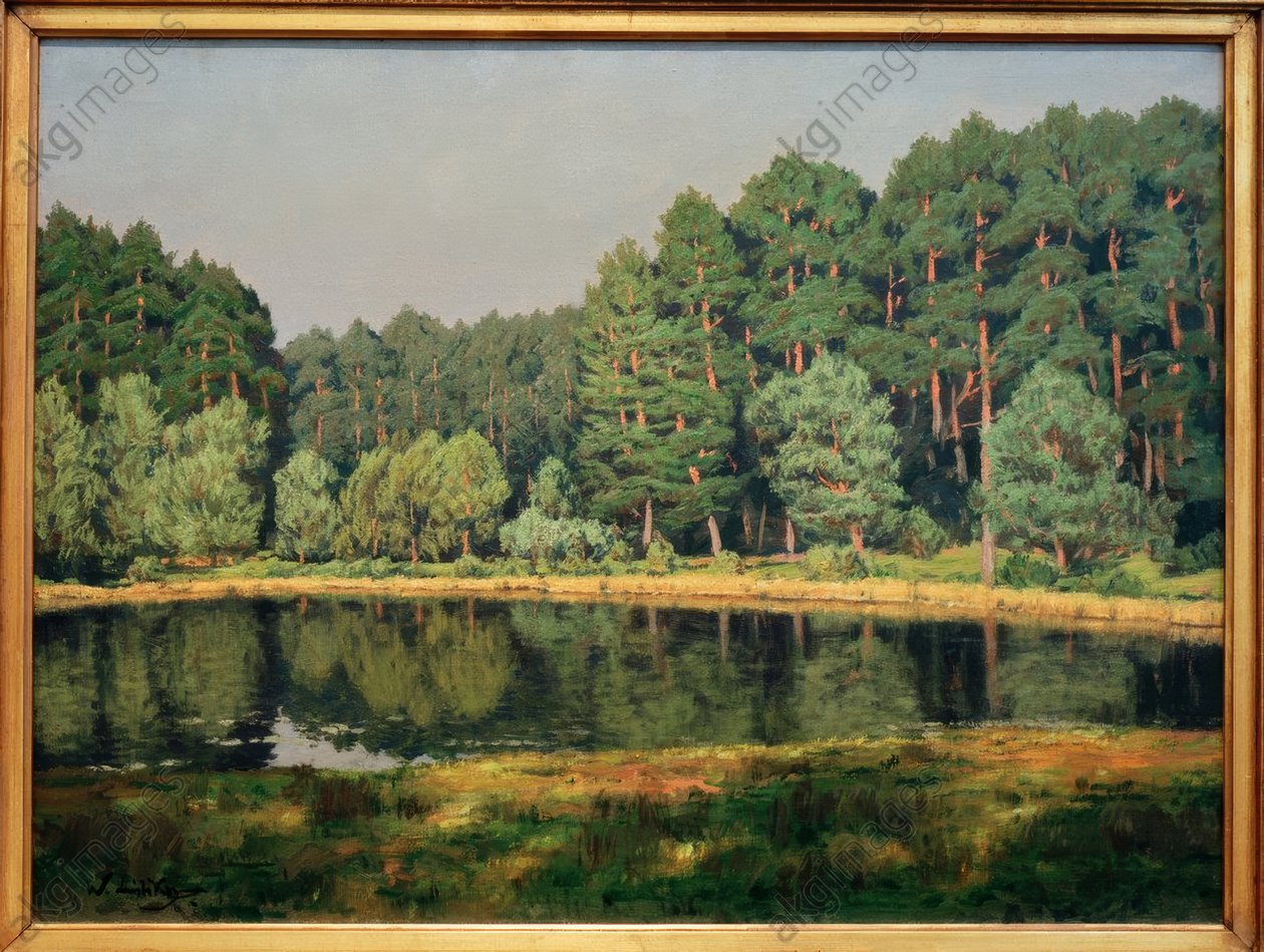 Waldlandschaft mit einem märkischen See von Walter Leistikow