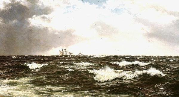 Meereslandschaft mit Schiffen im Kanal von Walter Shaw