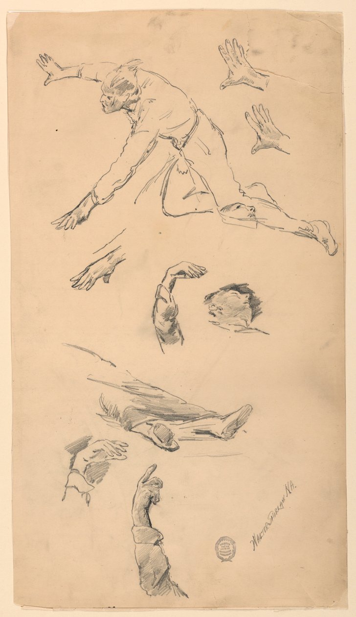 Studien von Händen und Figuren von Walter Shirlaw