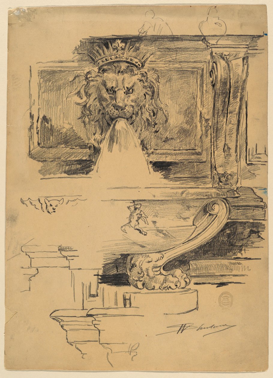Studie eines Brunnens, Italien von Walter Shirlaw