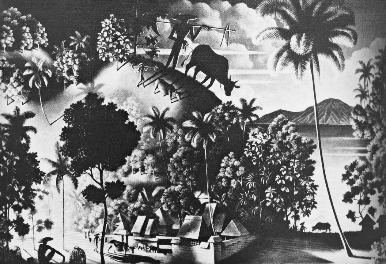 Landschaft mit Kuhschatten von Walter Spies