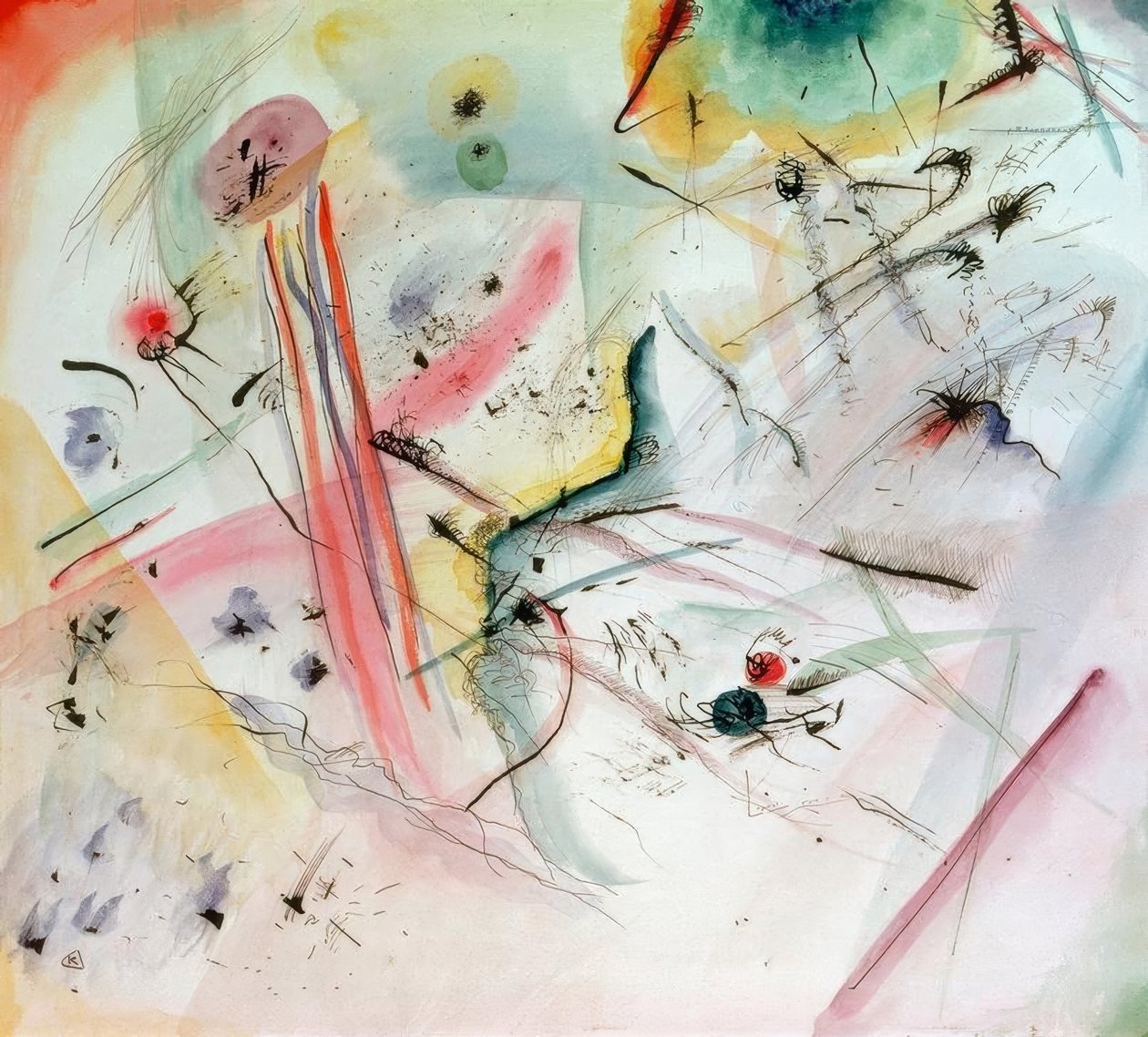 Komposition mit roten und blauen Streifen von Wassily Kandinsky